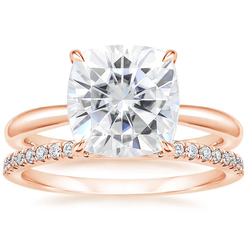 14KR Moissanite Freesia Ring with Sia Diamond Open Ring, top view