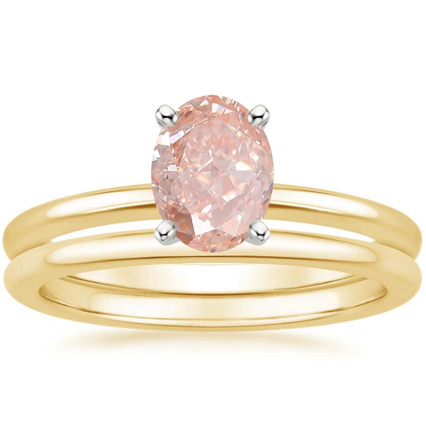 18K Yellow Gold Four-Prong Petite Comfort Fit Bridal Set