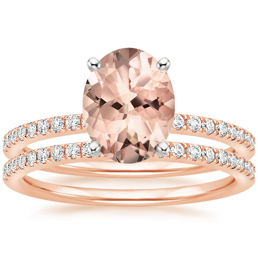 14KR Morganite Ballad Diamond Bridal Set (1/3 ct. tw.), top view