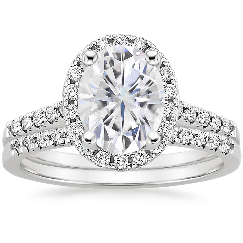 PT Moissanite Odessa Diamond Ring (1/5 ct. tw.) with Sonora Diamond Ring (1/8 ct. tw.), top view