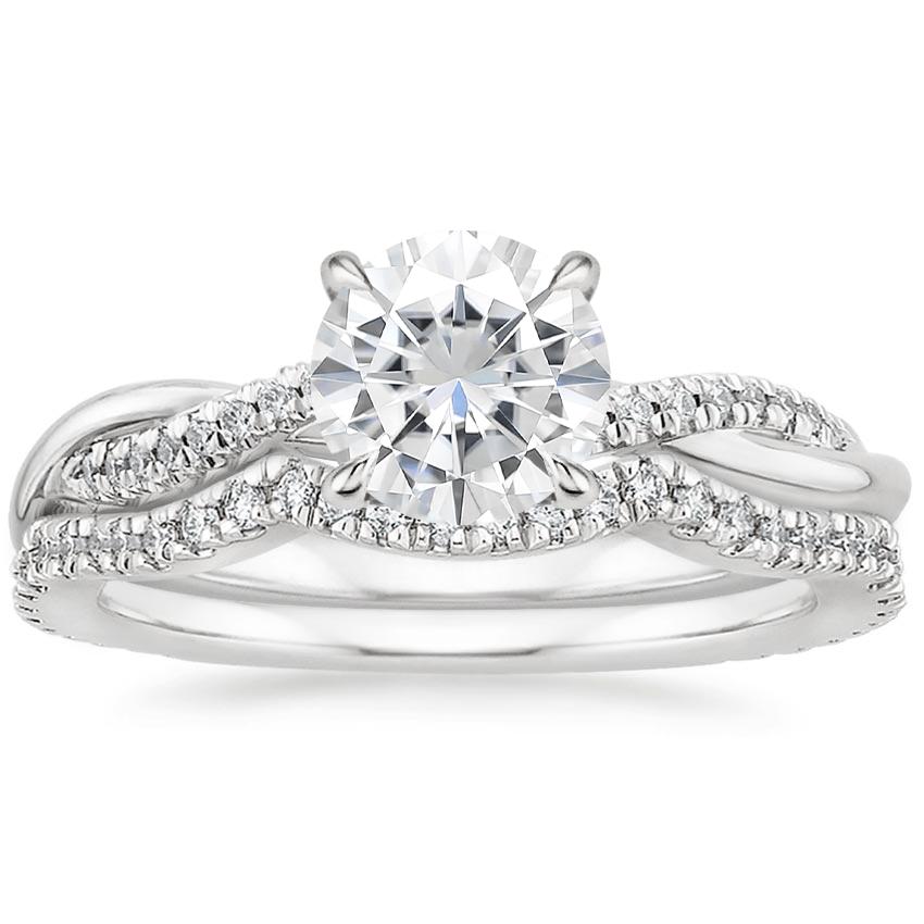 18KW Moissanite Petite Twisted Vine Contoured Diamond Bridal Set (1/3 ct. tw.), top view