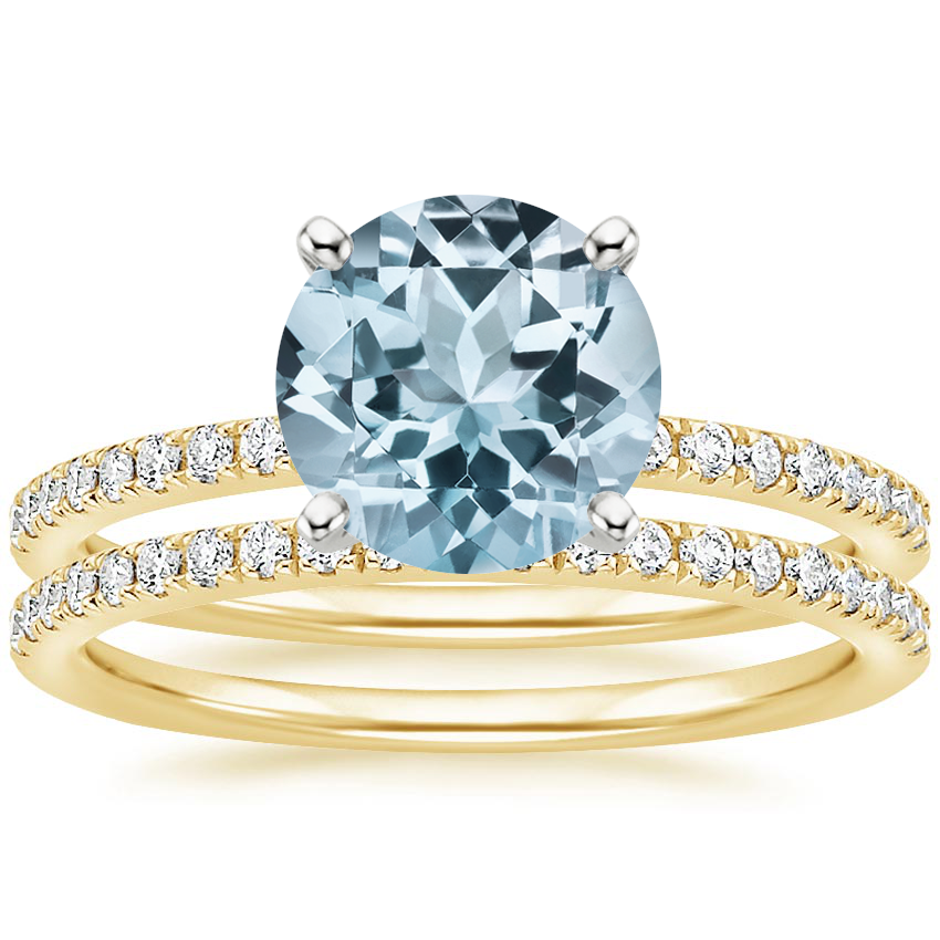 18KY Aquamarine Ballad Diamond Bridal Set (1/3 ct. tw.), top view