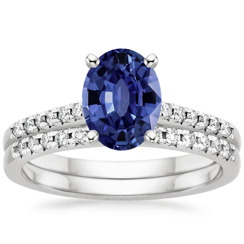 18KW Sapphire Sonora Diamond Bridal Set (1/4 ct. tw.), top view