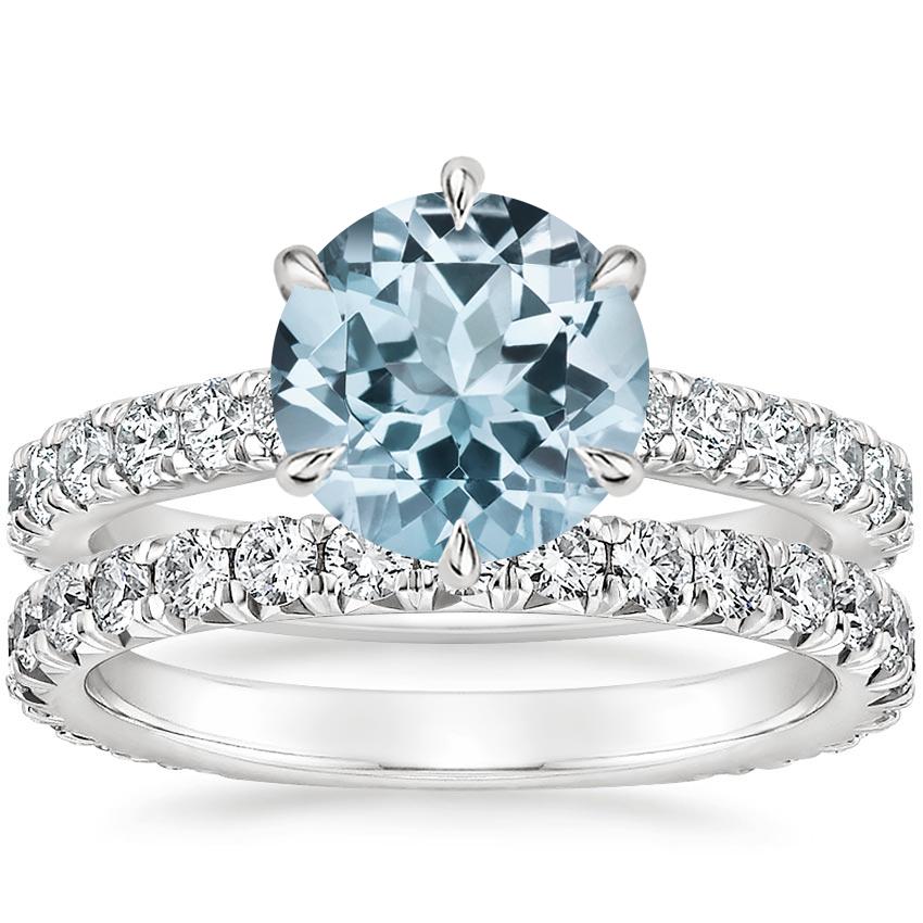 18KW Aquamarine Luxe Sienna Diamond Bridal Set (1 1/8 ct. tw.), top view