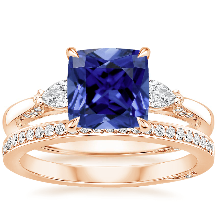 18K Rose Gold Simply Tacori Three Stone Diamond Ring (1/3 ct. tw.) with Tacori Dantela Diamond Ring (1/8 ct. tw.)