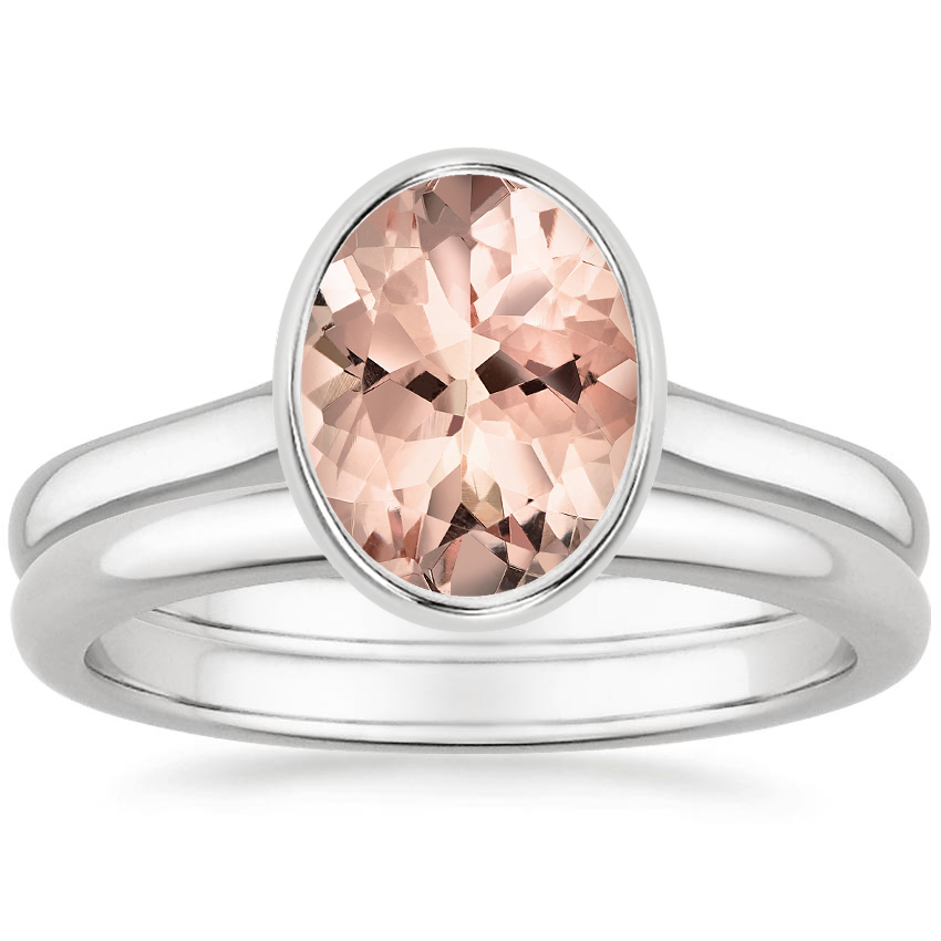 18KW Morganite Luna Bridal Set, top view