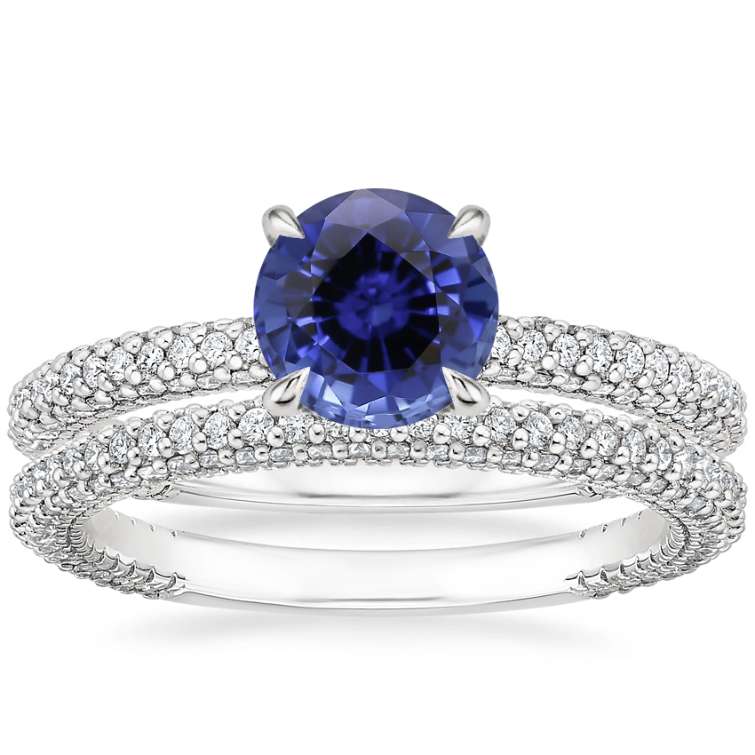18KW Sapphire Luxe Valencia Diamond Bridal Set, top view