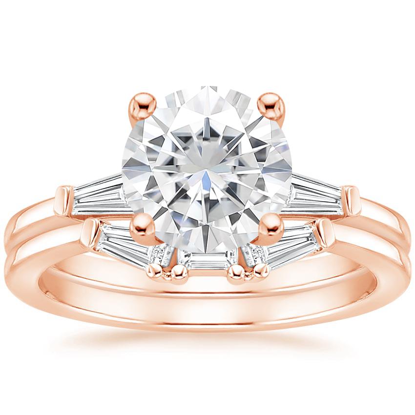 14KR Moissanite Tapered Baguette Diamond Bridal Set, top view