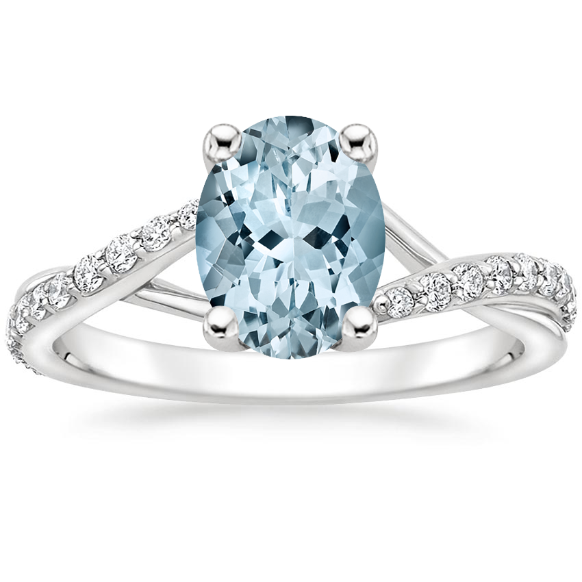 Aquamarine Luxe Chamise Diamond Ring (1/5 ct. tw.) in 18K White Gold