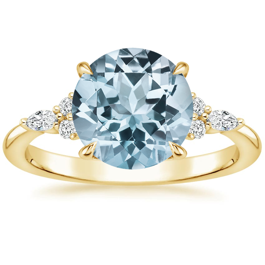 Aquamarine Nadia Diamond Ring in 18K Yellow Gold