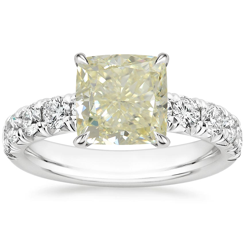 18K White Gold Ellora Half Coverage Diamond Ring, large top view