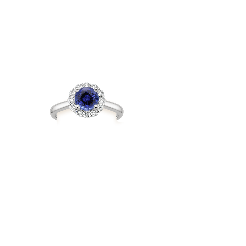 Sapphire Lotus Flower Diamond Ring (1/4 ct. tw.) in 18K White Gold