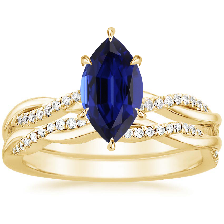 18K Yellow Gold Petite Twisted Vine Diamond Bridal Set (1/4 ct. tw.)