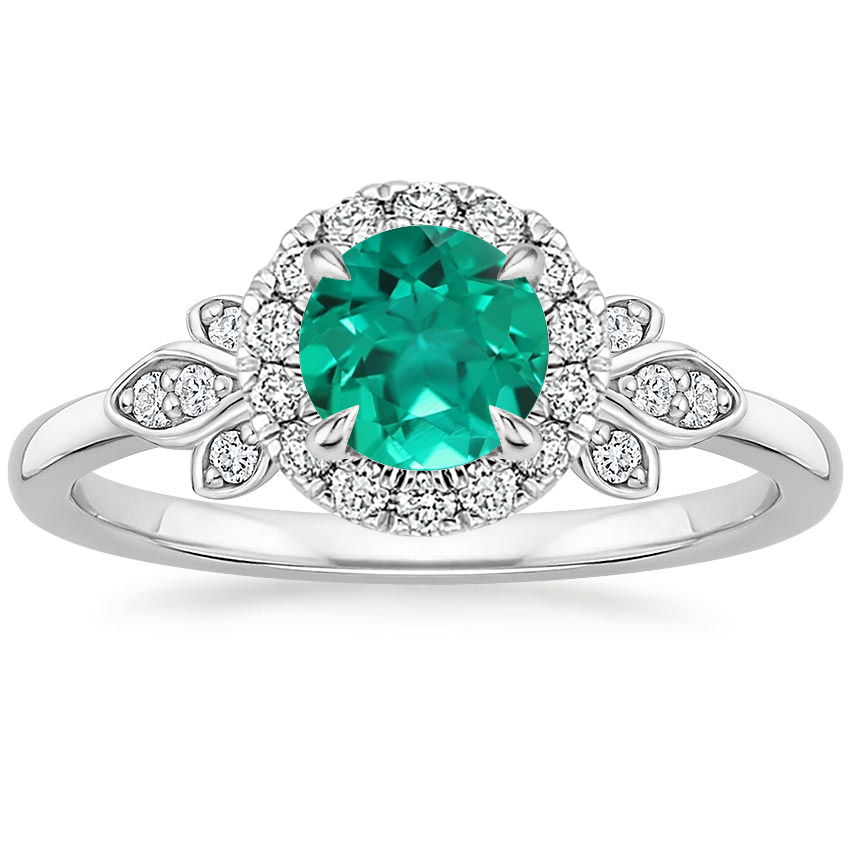 18K White Gold Fiore Halo Diamond Ring (1/6 ct. tw.), large top view