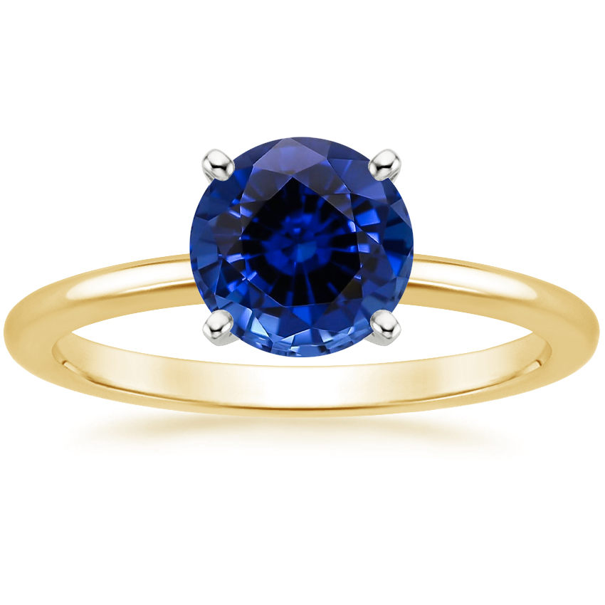 Lab Grown Sapphire 1.5mm Four-Prong Comfort Fit Ring in 18K Yellow Gold