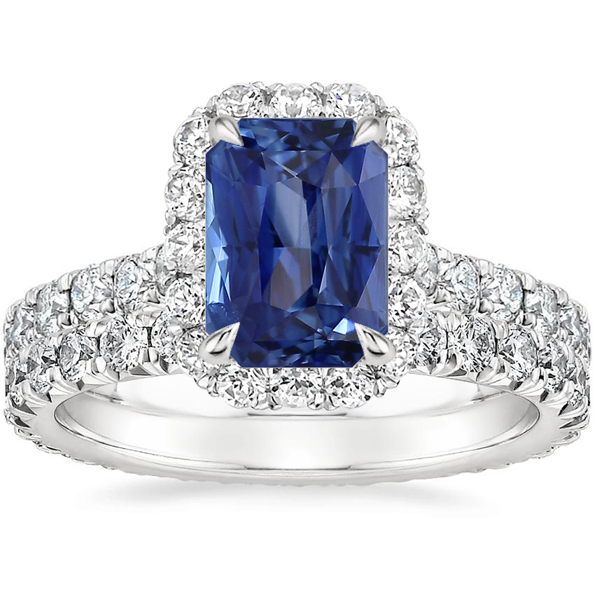 18K White Gold Estelle Diamond Ring (3/4 ct. tw.) with Sienna Eternity Diamond Ring (7/8 ct. tw.)