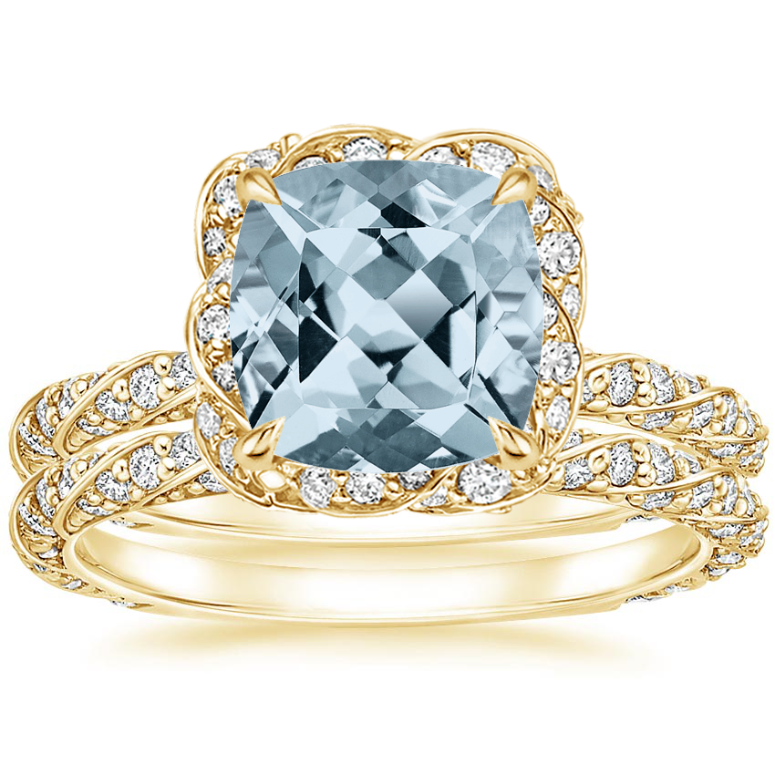 18KY Aquamarine Nova Diamond Bridal Set (3/4 ct. tw.), top view