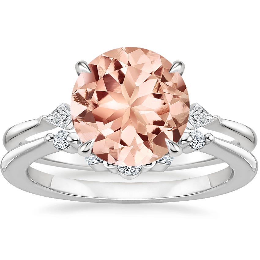 PT Morganite Cometa Diamond Bridal Set, top view