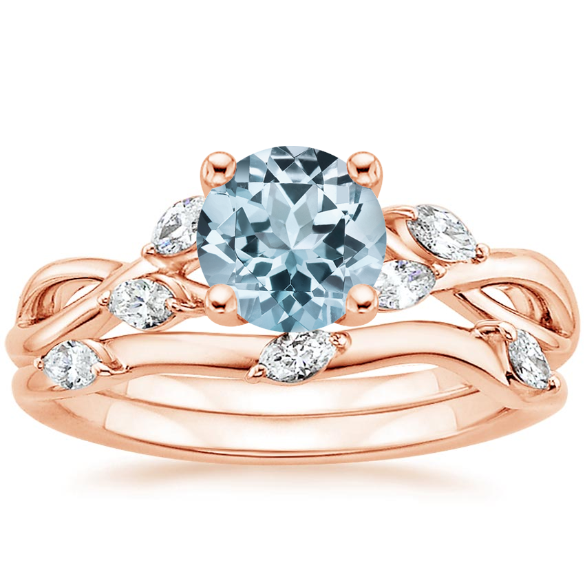 14KR Aquamarine Willow Bridal Set (1/4 ct. tw.), top view