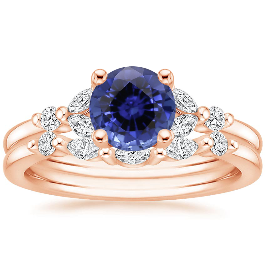 14KR Sapphire Verbena Diamond Bridal Set (1/4 ct. tw.), top view