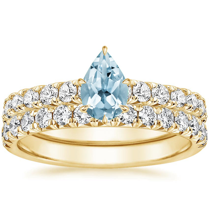 18KY Aquamarine Sienna Diamond Bridal Set (7/8 ct. tw.), top view