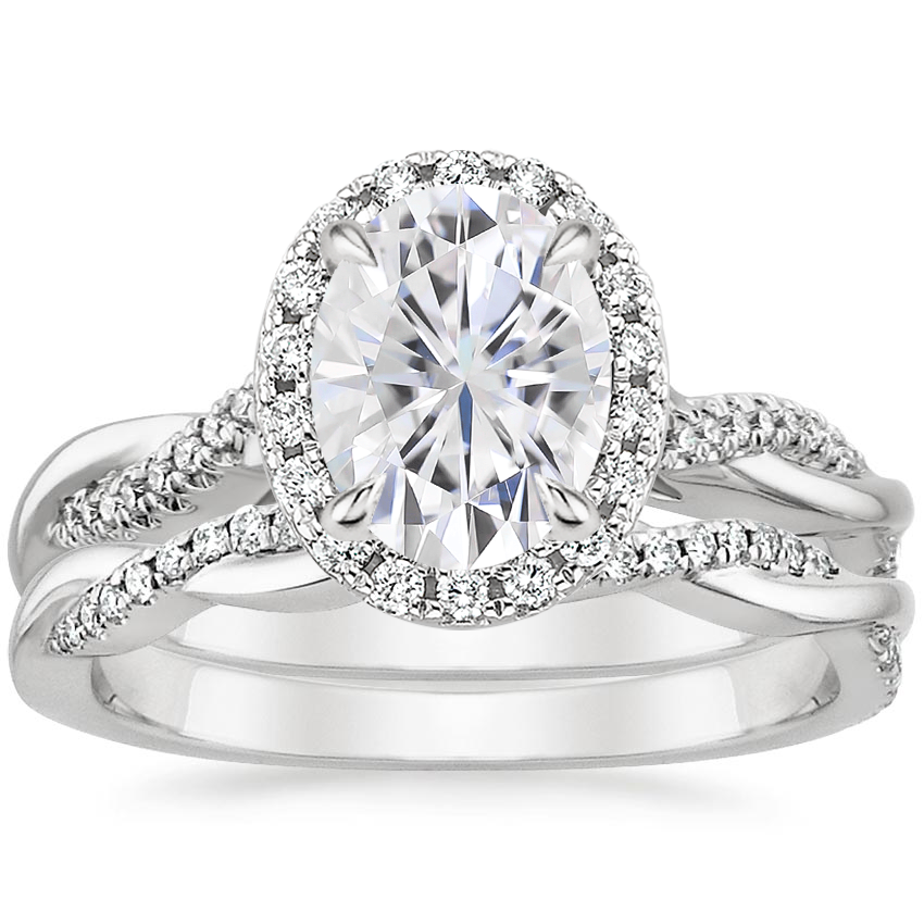 PT Moissanite Petite Twisted Vine Halo Diamond Bridal Set (1/3 ct. tw.), top view