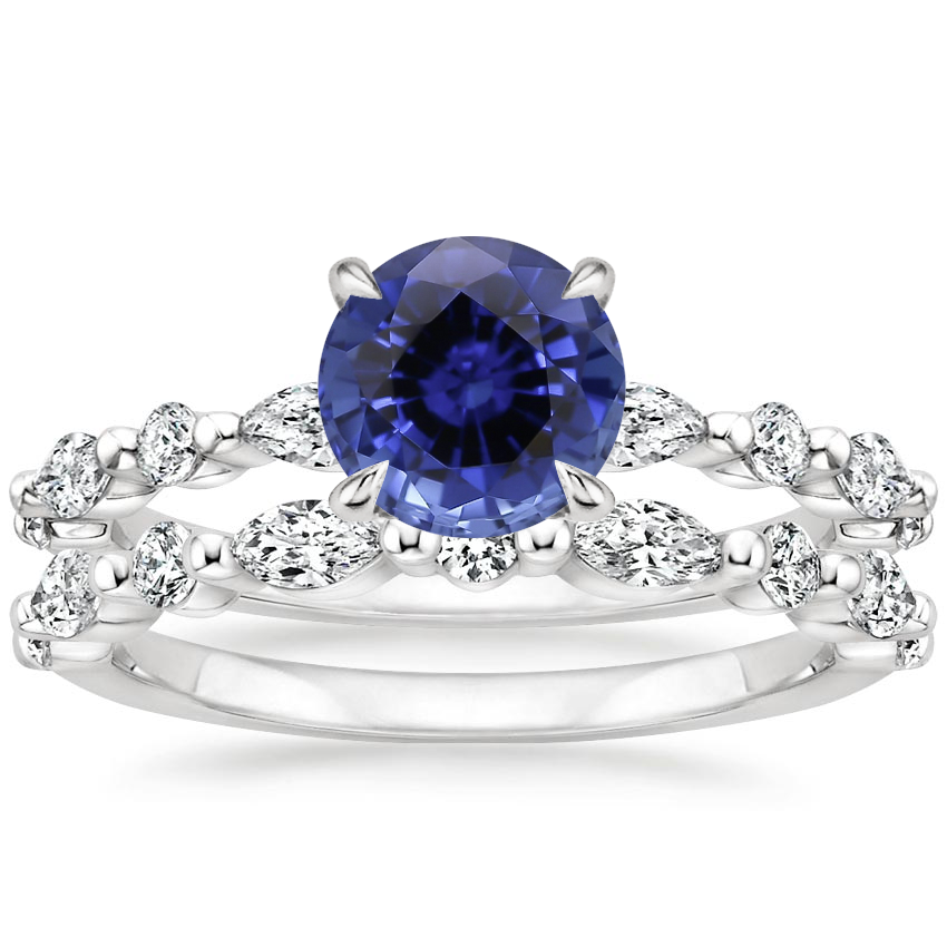 18KW Sapphire Versailles Diamond Bridal Set (3/4 ct. tw.), top view