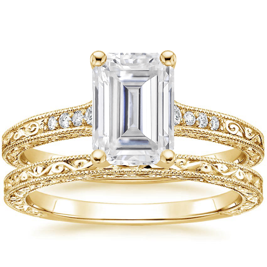 18KY Moissanite Luxe Hudson Diamond Bridal Set, top view
