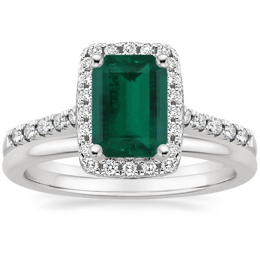 18K White Gold Odessa Diamond Ring (1/4 ct. tw.) with Petite Comfort Fit Wedding Ring