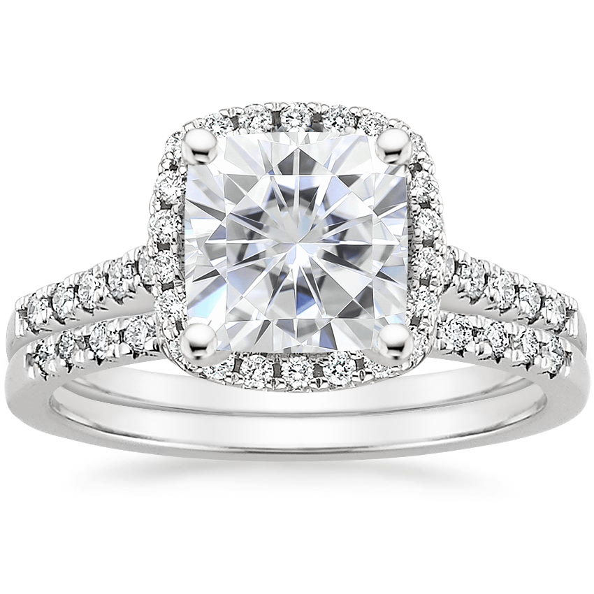 PT Moissanite Odessa Diamond Ring (1/5 ct. tw.) with Sonora Diamond Ring (1/8 ct. tw.), top view
