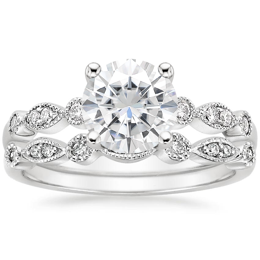 18KW Moissanite Tiara Diamond Bridal Set (1/5 ct. tw.), top view