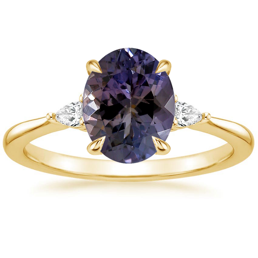 18K Yellow Gold Aria Three Stone Diamond Ring (1/10 ct. tw.), large top view