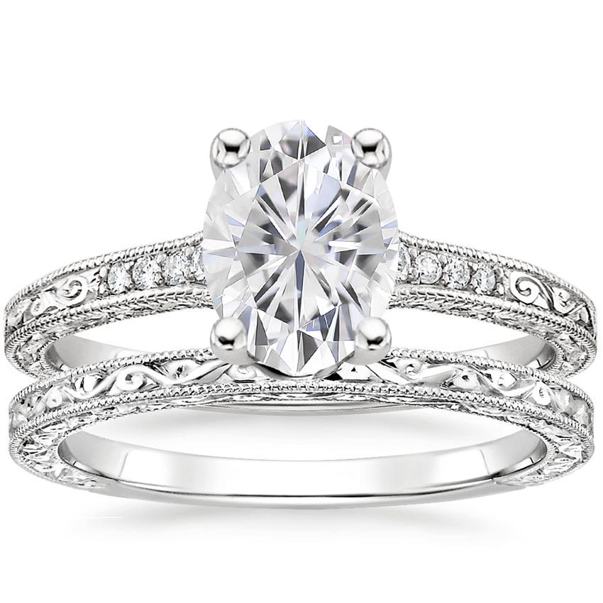 PT Moissanite Luxe Hudson Diamond Bridal Set, top view