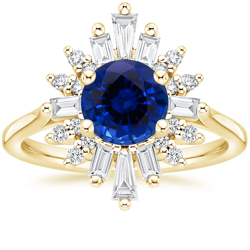 Yellow Gold Sapphire Arabesque Diamond Ring (1/2 ct. tw.)