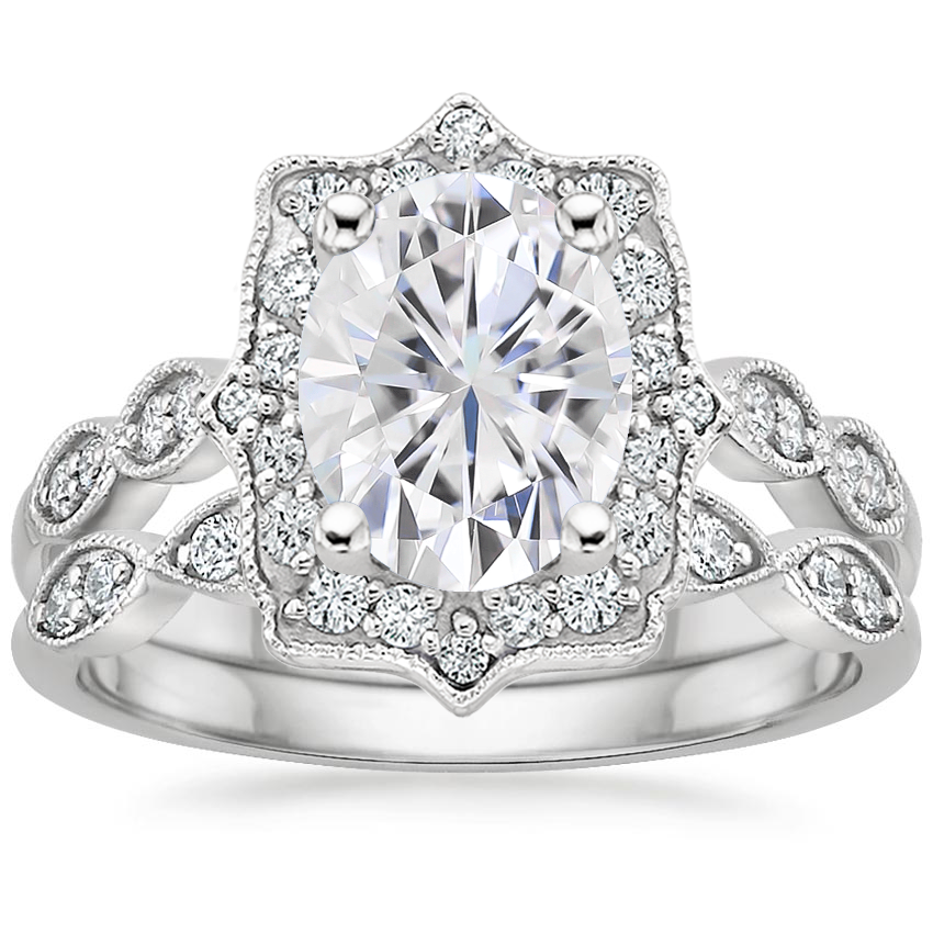 PT Moissanite Cadenza Halo Diamond Bridal Set (1/4 ct. tw.), top view