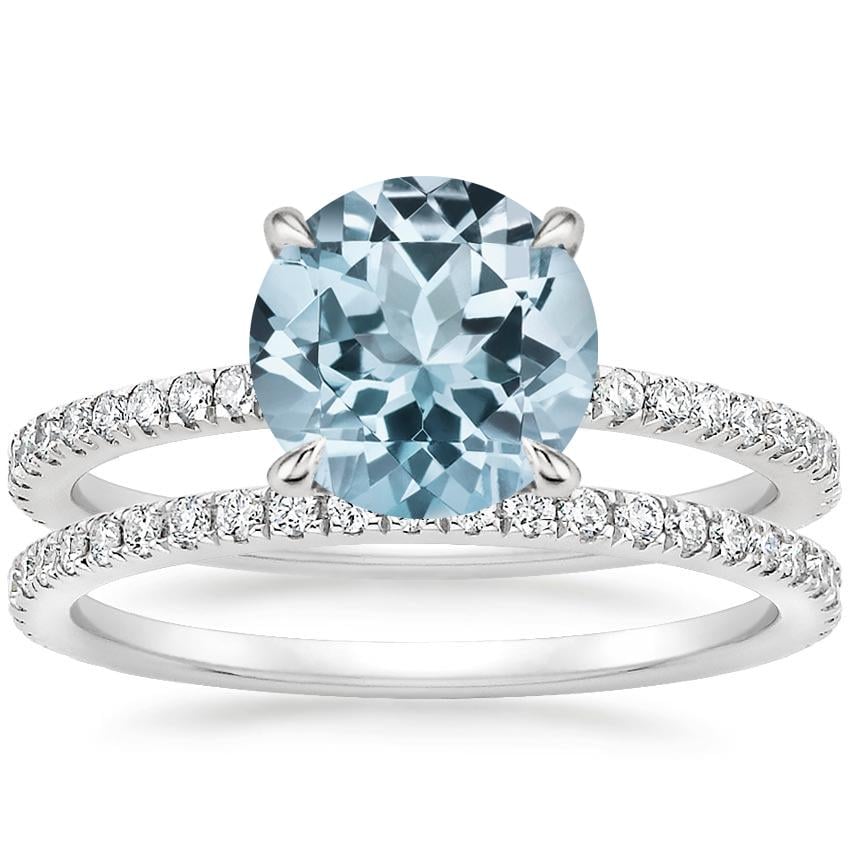 18KW Aquamarine Luxe Viviana Diamond Bridal Set (1/2 ct. tw.), top view