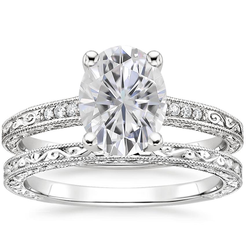 PT Moissanite Luxe Hudson Diamond Bridal Set, top view