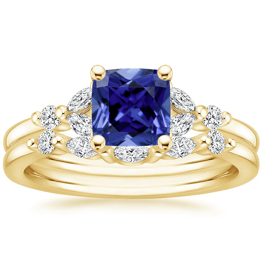 18KY Sapphire Verbena Diamond Bridal Set (1/4 ct. tw.), top view
