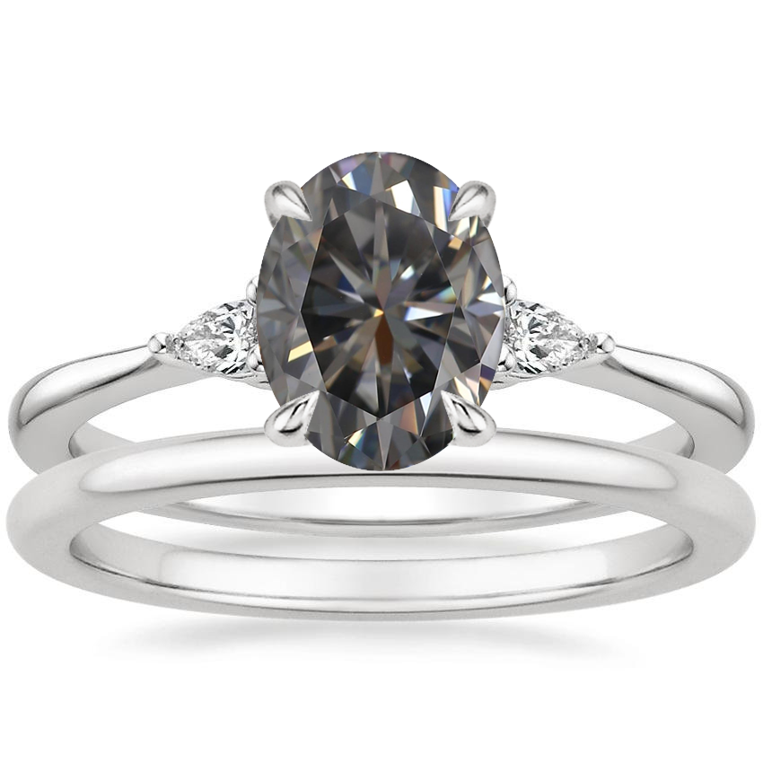 Platinum Aria Diamond Ring with Petite Comfort Fit Wedding Ring