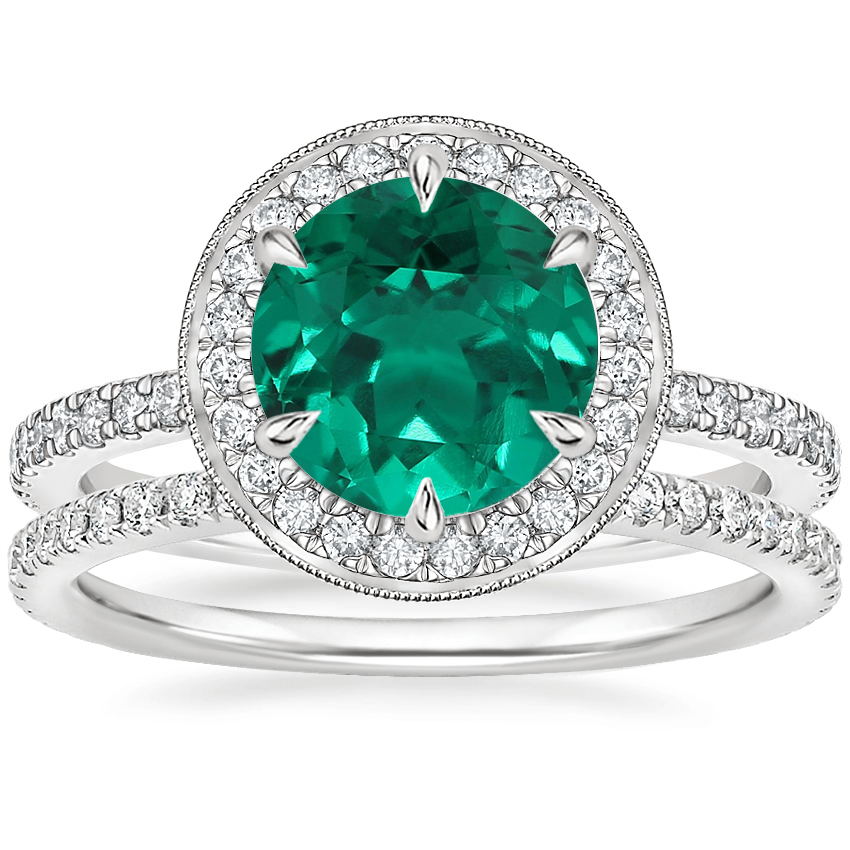 18K White Gold Vintage Waverly Diamond Ring (1/2 ct. tw.) with Luxe Ballad Diamond Ring (1/4 ct. tw.)