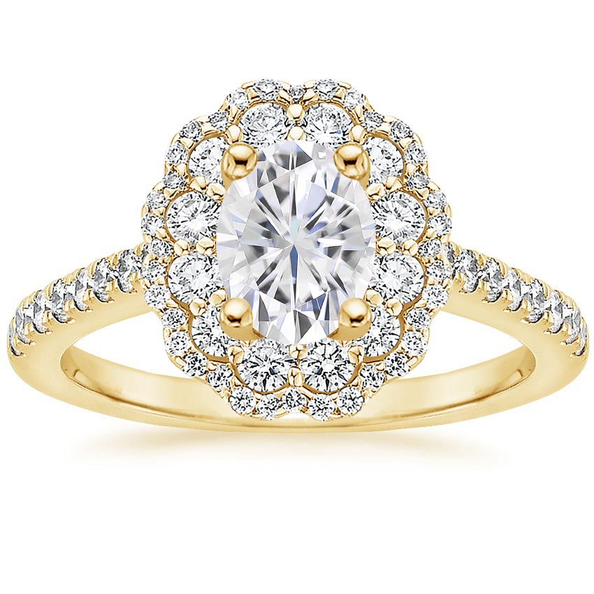 Moissanite Rosa Diamond Ring in 18K Yellow Gold