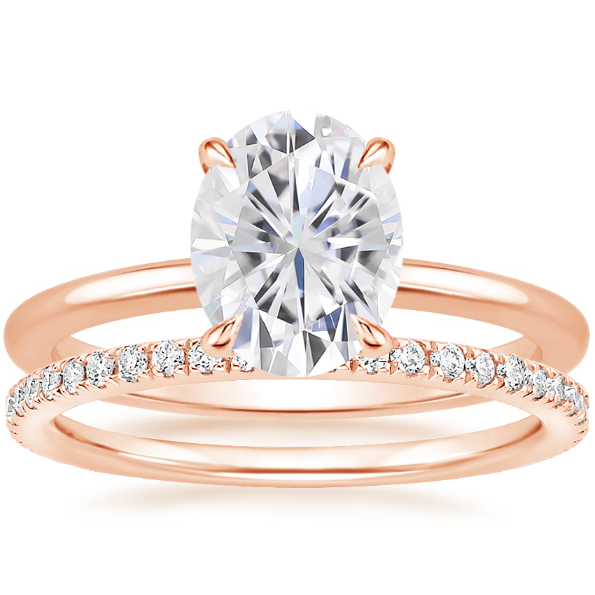 14K Rose Gold Audrey Perfect Fit Solitaire Ring with Luxe Ballad Diamond Ring (1/4 ct. tw.)