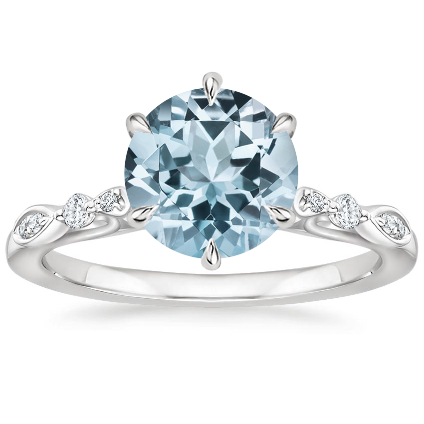 Aquamarine Rochelle Diamond Ring in 18K White Gold
