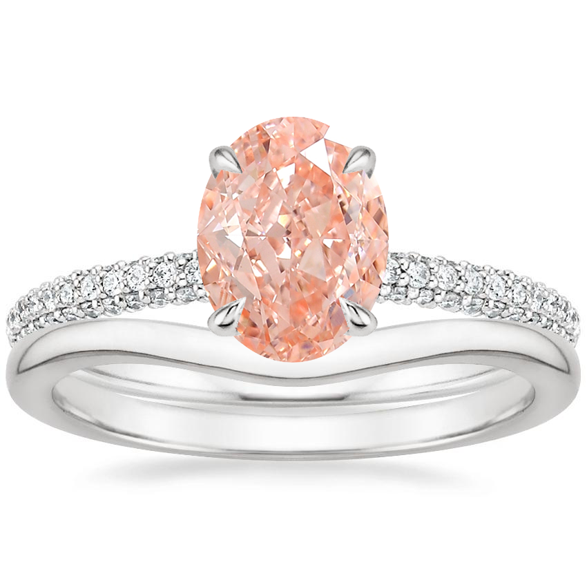 Platinum Valencia Diamond Ring (1/3 ct. tw.) with Petite Curved Wedding Ring