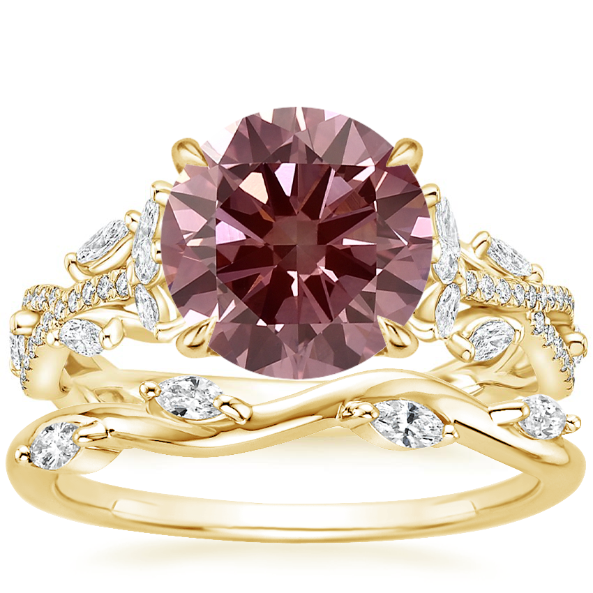 18K Yellow Gold Luxe Secret Garden Diamond Ring (3/4 ct. tw.) with Winding Willow Diamond Ring