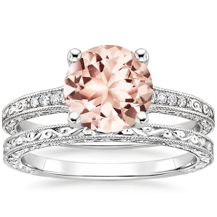 18KW Morganite Luxe Hudson Diamond Bridal Set, top view