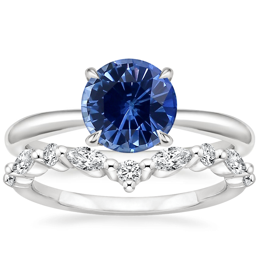 18K White Gold Freesia Ring with Curved Versailles Diamond Ring