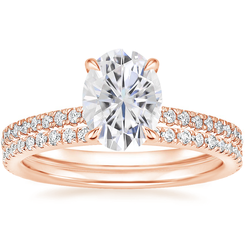 14K Rose Gold Petite Demi Diamond Ring (1/5 ct. tw.) with Luxe Ballad Diamond Ring (1/4 ct. tw.)