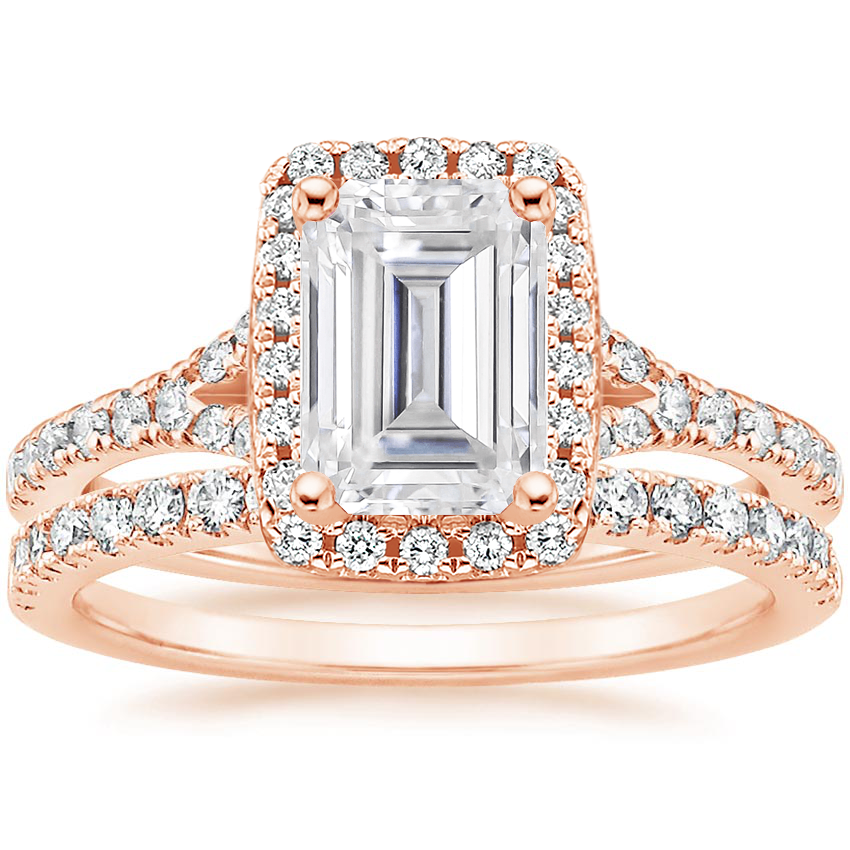14KR Moissanite Joy Diamond Ring (1/3 ct. tw.) with Bliss Diamond Ring (1/5 ct. tw.), top view