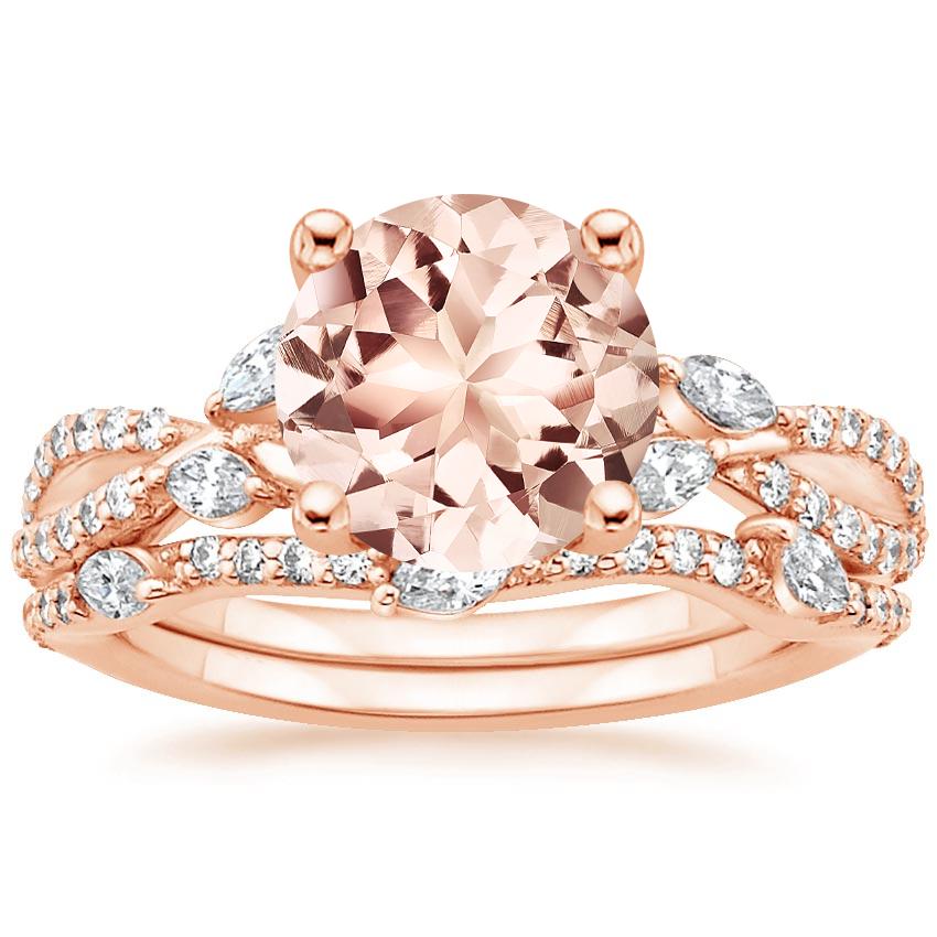 14KR Morganite Luxe Willow Bridal Set (1/2 ct. tw.), top view